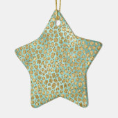 Aqua Mint Gold Glitz Glitter Leopard Keramisch Ornament (Links)
