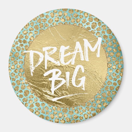 Aqua Mint Gold Glitz Glitter Leopard Magneet (Voorkant)