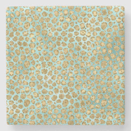 Aqua Mint Gold Glitz Glitter Leopard Stenen Onderzetter