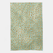 Aqua Mint Gold Glitz Glitter Leopard Theedoek (Verticaal)