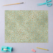Aqua Mint Gold Glitz Glitter Leopard      Tissuepapier (Craft)