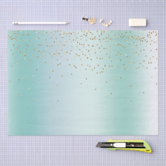 Aqua Mint Gold Sparkle Dots Christmas Tissuepapier (Craft)