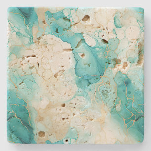 Aqua Mint Goud Wit Marmer Stenen Onderzetter