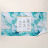 Aqua Mint Goud Wit Marmer Strandlaken (Voorkant)