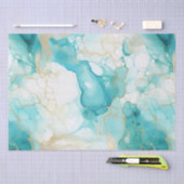 Aqua Mint Goud Wit Marmer Tissuepapier (Craft)