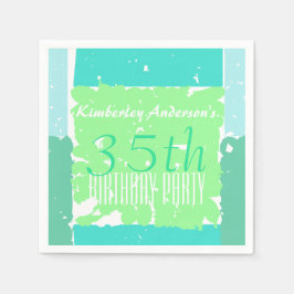 Aqua Mint Green Batik 35th verjaardagsartikel serv Servet