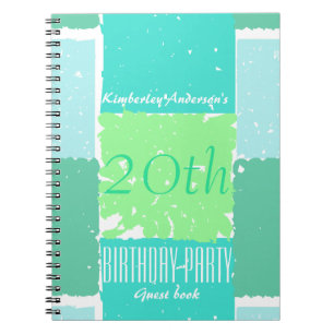Aqua Mint Green Colors 20e verjaardag Gastboek Notitieboek