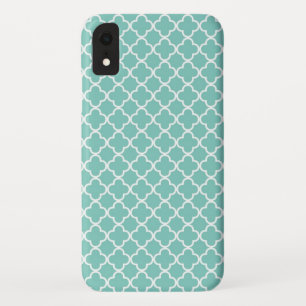 Aqua Mint Quatrefoil Patroon iPhone XR Hoesje