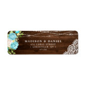Aqua Mint Rustic Wood String Lights Floral Adres Etiket (Voorkant)