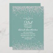 Aqua Mint Silver Diamond Glitter 21ste verjaardag Kaart (Voorkant / Achterkant)