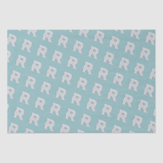 Aqua Mint Silver Letter R Tissuepapier (Voorkant)