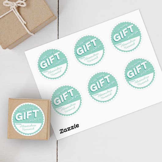 Aqua Mint Vintage Stijl Kerstcadeau Sticker