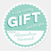 Aqua Mint Vintage Stijl Kerstcadeau Sticker (Voorkant)