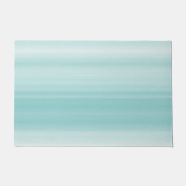 Aqua Mint White Beach Vibes Stripes Deurmat (Voorkant)
