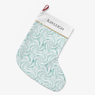 Aqua Mint White Swirls Grote Kerstsok