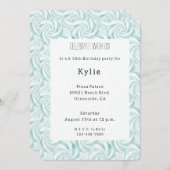 Aqua Mint White Swirls Verjaardag Kaart (Voorkant / Achterkant)