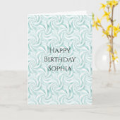 Aqua Mint White Swirls Verjaardag Kaart (Gele Bloem)