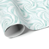Aqua Mint Witte Krullen Kerstmis Cadeaupapier (Rol Hoek)