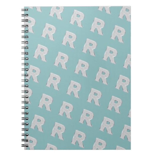 Aqua Mint Zilver monogram letter R Notitieboek (Voorkant)