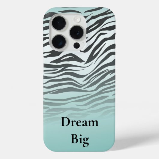 Aqua Mint Zwart Zebra Print Ombre Case-Mate iPhone Case (Achterkant)