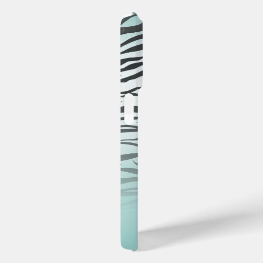 Aqua Mint Zwart Zebra Print Ombre Case-Mate iPhone Case (Achterkant / Rechts)