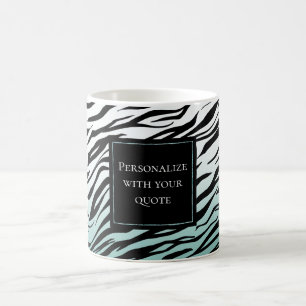 Aqua Mint Zwart Zebra Print Ombre Koffiemok