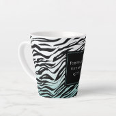 Aqua Mint Zwart Zebra Print Ombre Latte Mok (Linkerhoek)