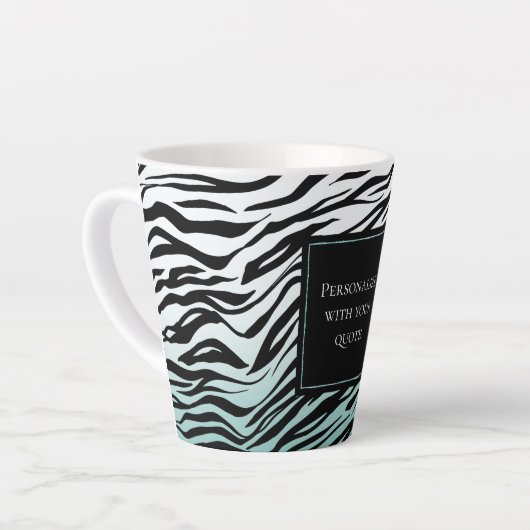 Aqua Mint Zwart Zebra Print Ombre Latte Mok (Linkerhoek)