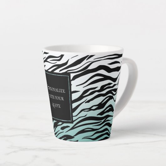Aqua Mint Zwart Zebra Print Ombre Latte Mok (Rechterhoek)