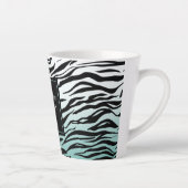 Aqua Mint Zwart Zebra Print Ombre Latte Mok (Rechts)