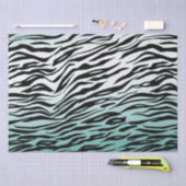 Aqua Mint Zwart Zebra Print Ombre Tissuepapier (Craft)