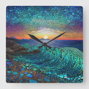 Aqua Mirage Vierkante Klok