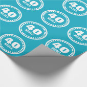 AQUA Modern 40th Birthday Custom Name V15 Cadeaupapier (Hoek)