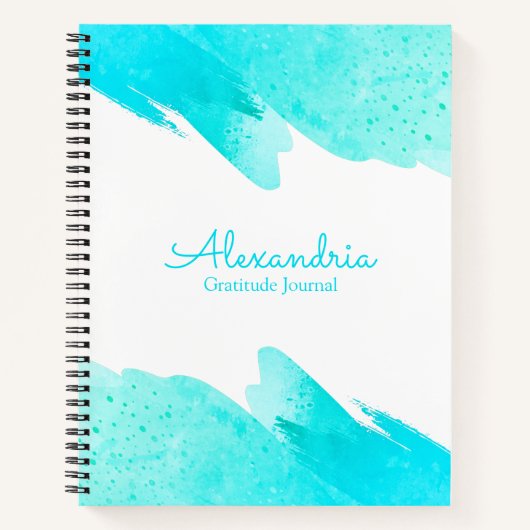 Aqua Modern Aangepast Elegant Script Journal Notitieboek (Voorkant)