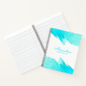Aqua Modern Aangepast Elegant Script Journal Notitieboek (Binnen)