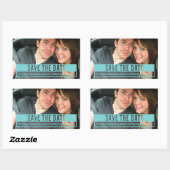 Aqua Modern Cut Out Save the Date Stickers (Feuille)