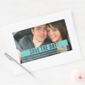 Aqua Modern Cut Out Save the Date Stickers (Enveloppe)