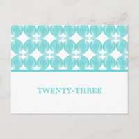 Aqua Modern Deco Numéro de table Carte postale