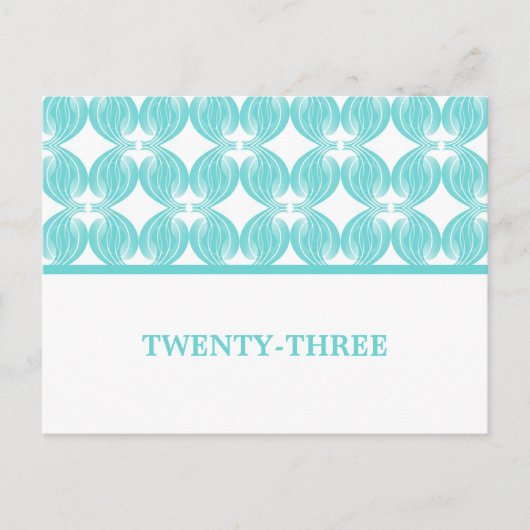 Aqua Modern Deco Numéro de table Carte postale (Devant)