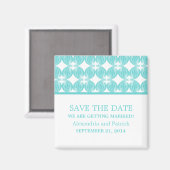 Aqua Modern Deco Save the Date Magnet Magneet (Voorkant / Achterkant)
