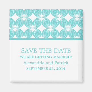 Aqua Modern Deco Save the Date Magnet Magneet