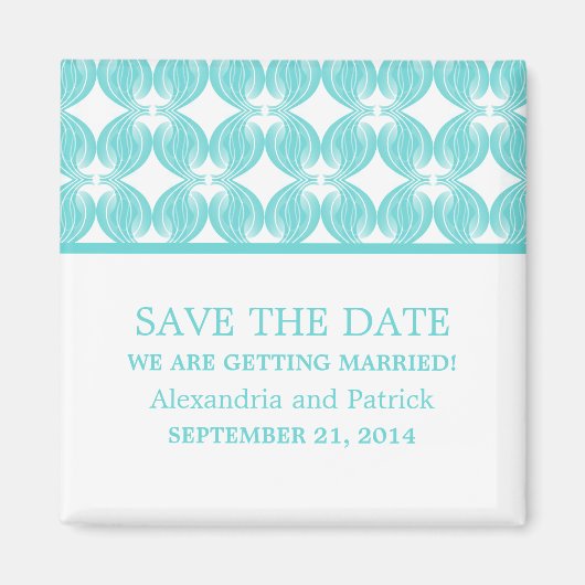 Aqua Modern Deco Save the Date Magnet Magneet (Voorkant)