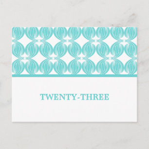Aqua Modern Deco Table Number Briefkaart