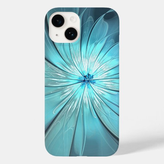 Aqua Modern Flower Phone Case (Achterkant)