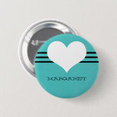 Aqua Modern Heart Button (Voorkant /achterkant)