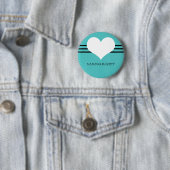 Aqua Modern Heart Button (In situ)