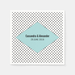 Aqua Modern Polka Dots Wedding Servetten