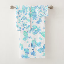 Aqua moderne et serviette olympique Blue Snowflake
