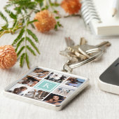 Aqua Monogram 8 Fotocollage Sleutelhanger (Zijkant)