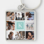 Aqua Monogram 8 Fotocollage Sleutelhanger (Voorkant)